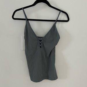 Free people lace up ribbed tank